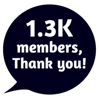❤ 1.3K members, Thank you! danke, mitglieder, community, feier, meilenstein whatsapp sticker