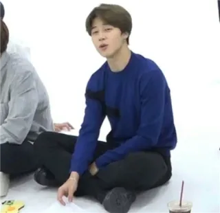 ✨ pria, duduk, dalam ruangan, potret, kpop, jimin whatsapp sticker