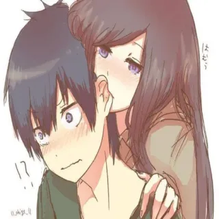 😏 Anime, Paar, verlegen, Romantik, Illustration telegram sticker