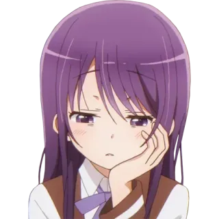 😞 애니메이션, 여자, 보라색 머리, 슬픈, 귀여운, 만화 telegram sticker