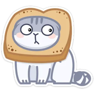 👀 gato, torrada, animal, fofo, engraçado, desenho animado whatsapp sticker