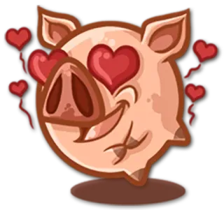 😍 porco, amor, corações, desenho animado, animal telegram sticker