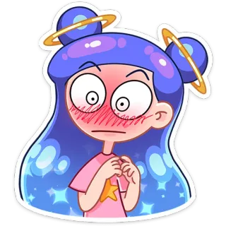 😔 Kartun, Lucu, Gadis, Luar angkasa, Malu, Lucu, Stiker telegram sticker