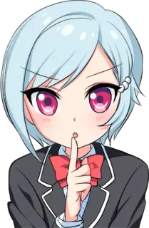 😶 Anime, Personage, Meisje, Ssst, Schattig, Manga, Digitale kunst, Gebaar telegram sticker