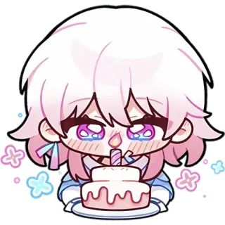 🎂 Anime, Chibi, Niedlich, Geburtstag, Kuchen, Kawaii, Digitale Kunst whatsapp sticker