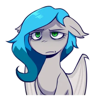 😑 pony, cartoon, sad, blue hair, female telegram sticker