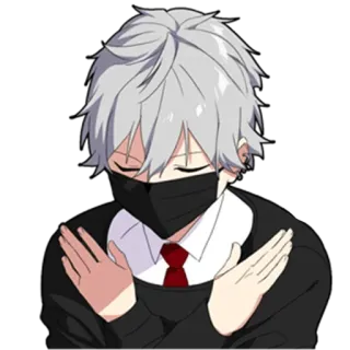 🎩 anime boy, mask, gray hair, sticker telegram sticker