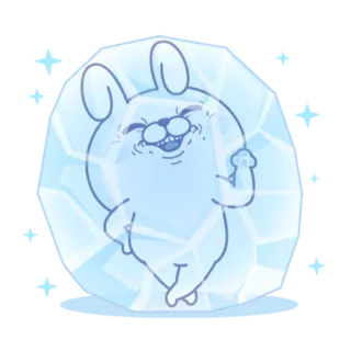 😂 漫画, 動物, ウサギ, 氷, 面白い telegram sticker
