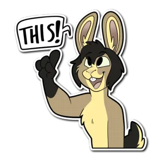 👏 THIS! lapin, poilu, animal, dessin animé, pointer, bulle de dialogue telegram sticker