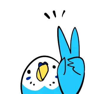 ✌ burung, simbol perdamaian, imut, parkit, binatang, stiker telegram sticker