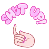 🤐 SHUT UP! Diam, Tangan, Merah muda, Ekspresi, Slang, Frasa telegram sticker