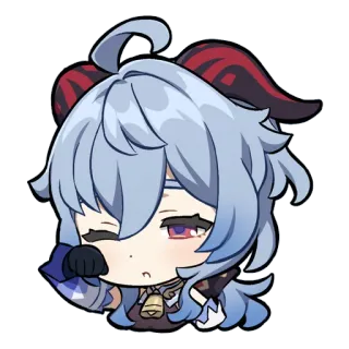 🥱 Ganyu Genshin Impact animé, mignon, chibi, jeu vidéo, ganyu, genshin impact, autocollant whatsapp sticker