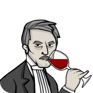 🍷 wein, mann, trinken, glas, vintage, porträt telegram sticker