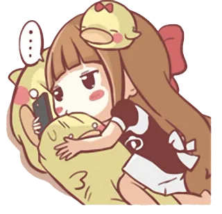 😔 sticker, mädchen, anime, süß, cartoon, gelb, ente, handy telegram sticker
