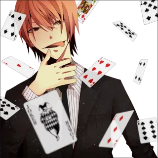 😈 anime, playing cards, joker, character, cartoon telegram sticker