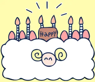 🎂 HAPPY วันเกิด, เค้ก, เทียน, แกะ, น่ารัก, มีความสุข telegram sticker
