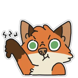 👎 rubah, hewan, kartun, lucu, melambai, emoji, stiker telegram sticker