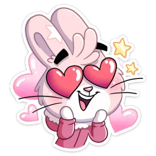 ❤️ lapin, lapinou, coeur yeux, amour, mignon, dessin animé, animal telegram sticker