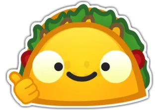 👍 ทาโก้, อาหาร, ยกนิ้วให้, การ์ตูน, อาหารเม็กซิกัน telegram sticker
