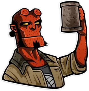 🍺 Hellboy Hellboy, démon, bière, rouge, cornes, boisson telegram sticker