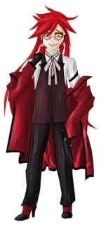 😶 Grell Sutcliff Black Butler Аниме, Манга, Персонаж, Красный, Очки, Жнец telegram sticker