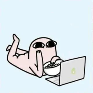 💎 Cartoon, Kijken, Popcorn, Laptop, Ontspannen, Grappig telegram sticker