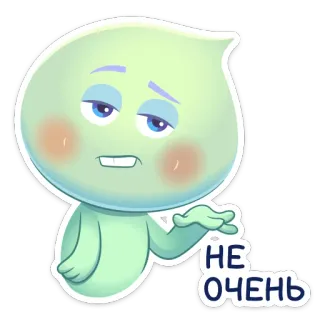 👎 НЕ ОЧЕНЬ Dessin animé, Personnage, Vert clair, Expression, Désapprobation telegram sticker