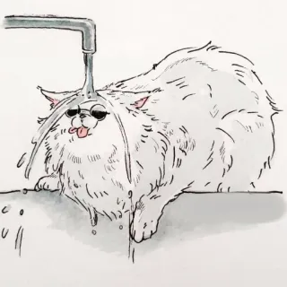 🐈 Katze, Wasser, Cartoon, Lustig, Tier, Süß, Sonnenbrille telegram sticker