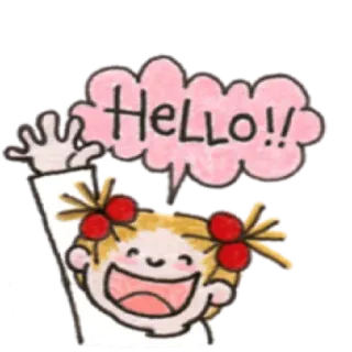 ✳️ HELLO!! 女の子, こんにちは, 手を振る, 漫画, 可愛い telegram sticker