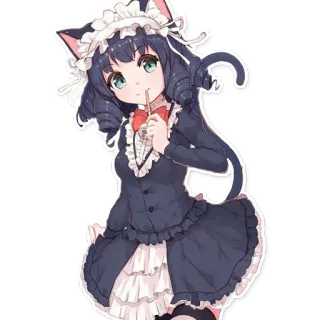 👀 Anime, Garota, Empregada, Orelhas de gato, Fofa telegram sticker