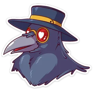 😍 medico della peste, uccello, occhi a cuore, cartone animato telegram sticker