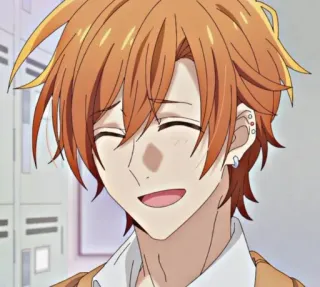 😅 Anime, lächelnd, orange Haare, Ohrringe, Nahaufnahme telegram sticker