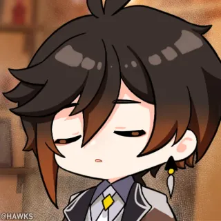 💠 Zhongli Genshin Impact อนิเมะ, วิดีโอเกม, เก็นชิน อิมแพ็ค, จงหลี, จิบิ, น่ารัก telegram sticker