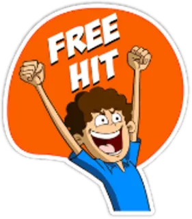 🏏 FREE HIT Cartoon, Hit, Schlag, Gratis, Ausdruck, Spaß, Aufregung telegram sticker