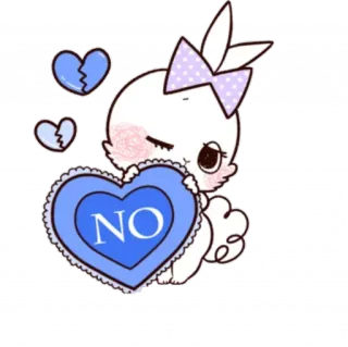 💔 NO coelho, coração, rejeição, fofo, desenho animado telegram sticker