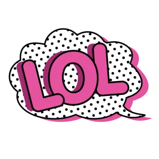🤪 LOL LOL, ridere, fumetto, rosa, nero, bianco, puntini telegram sticker