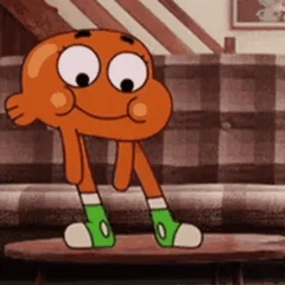 🥳 Darwin Watterson The Amazing World of Gumball dibujos animados, animación, pez, antropomórfico, naranja, sonriendo telegram sticker