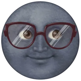 👓 luna, faccia, occhiali, emoji, notte telegram sticker
