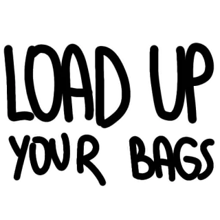 💰 LOAD UP YOUR BAGS sacs, charger, emballage, bagages, voyage, porter telegram sticker
