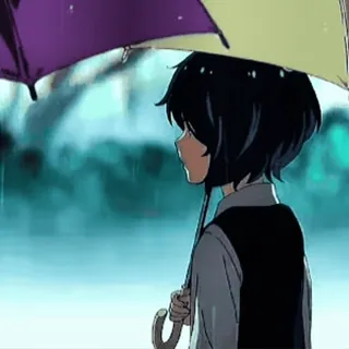 🐾 Anime, Paraguas, Lluvia, Triste, Melancolía, Solitario telegram sticker