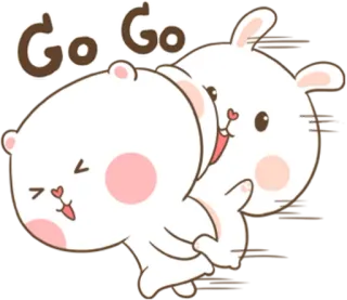 🐽 Go Go królik, słodki, radosny, kawaii, motywacja, wsparcie telegram sticker