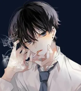 🚬 fumare, anime, sigaretta, ragazzo, cravatta telegram sticker