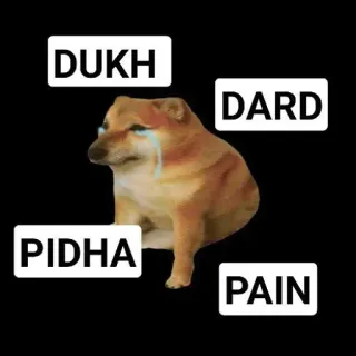 😭 Cheems Doge DUKH DARD PIDHA PAIN cheems, doge, sad dog, crying, meme, pain, funny, dank telegram sticker