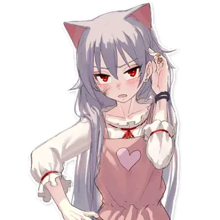 😒 Anime, Garota, Orelhas de gato, Kawaii, Mangá telegram sticker