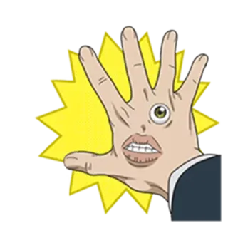 😶 hand, eye, mouth, surreal, cartoon, weird telegram sticker