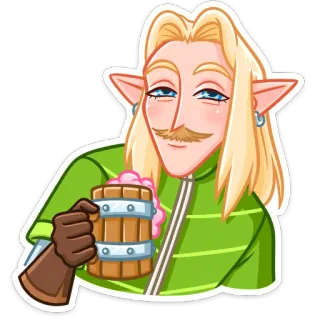 🍻 Elf, Fantasy, Charakter, Bier, Getränk, Cartoon, Kunst, Krug telegram sticker