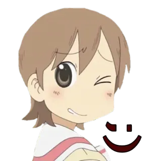 😉 Anime, Cartone animato, Personaggio, Occhiolino, Sorriso, Carino telegram sticker