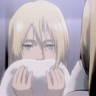 🦢 Krista Lenz Attack on Titan Anime, Personagem, Mulher, Loira, Krista Lenz, Ataque dos Titãs telegram sticker