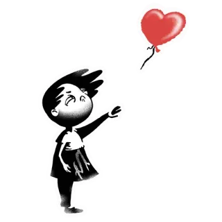 ❤️ enfant, ballon, coeur, atteindre, fantaisiste, illustration telegram sticker