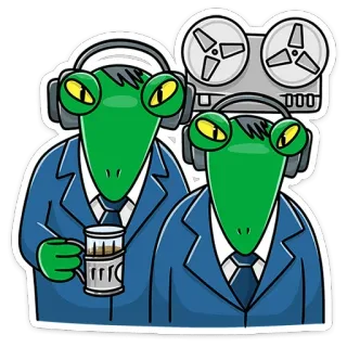 🧐 hagedis, spoelen, bandrecorder, koptelefoon, muziek, cartoon, sticker telegram sticker